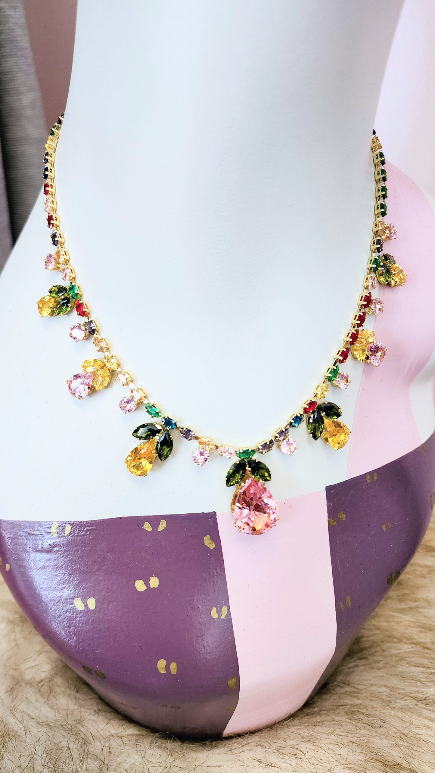 Pastel Pink Floral Choker Necklace and Earrings Set