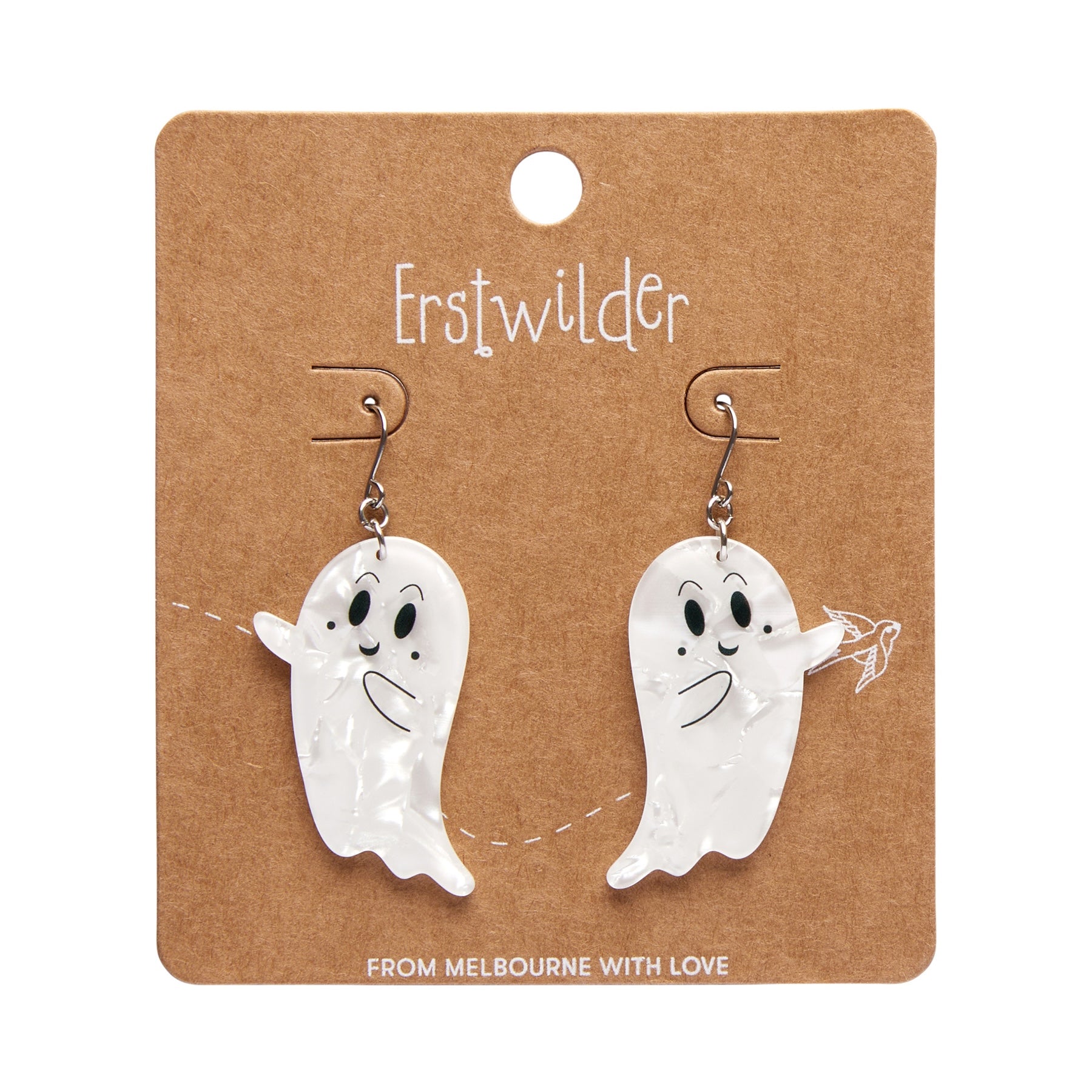 Ghost Drop Earrings in white by Erstwilder