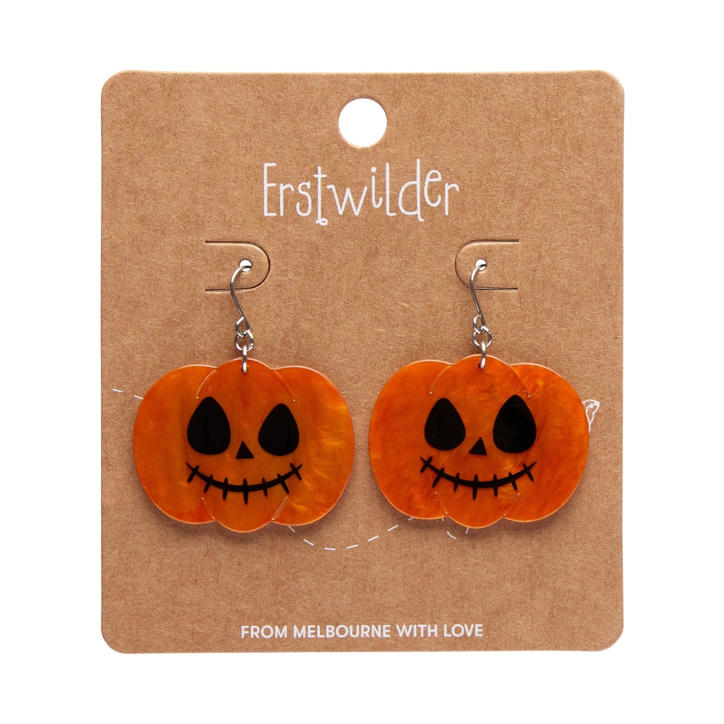 Jack O Lantern Drop Earrings in Orange by Erstwilder