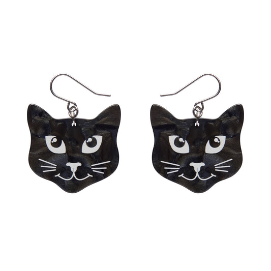 Black Cat Drop Earrings by Erstwilder