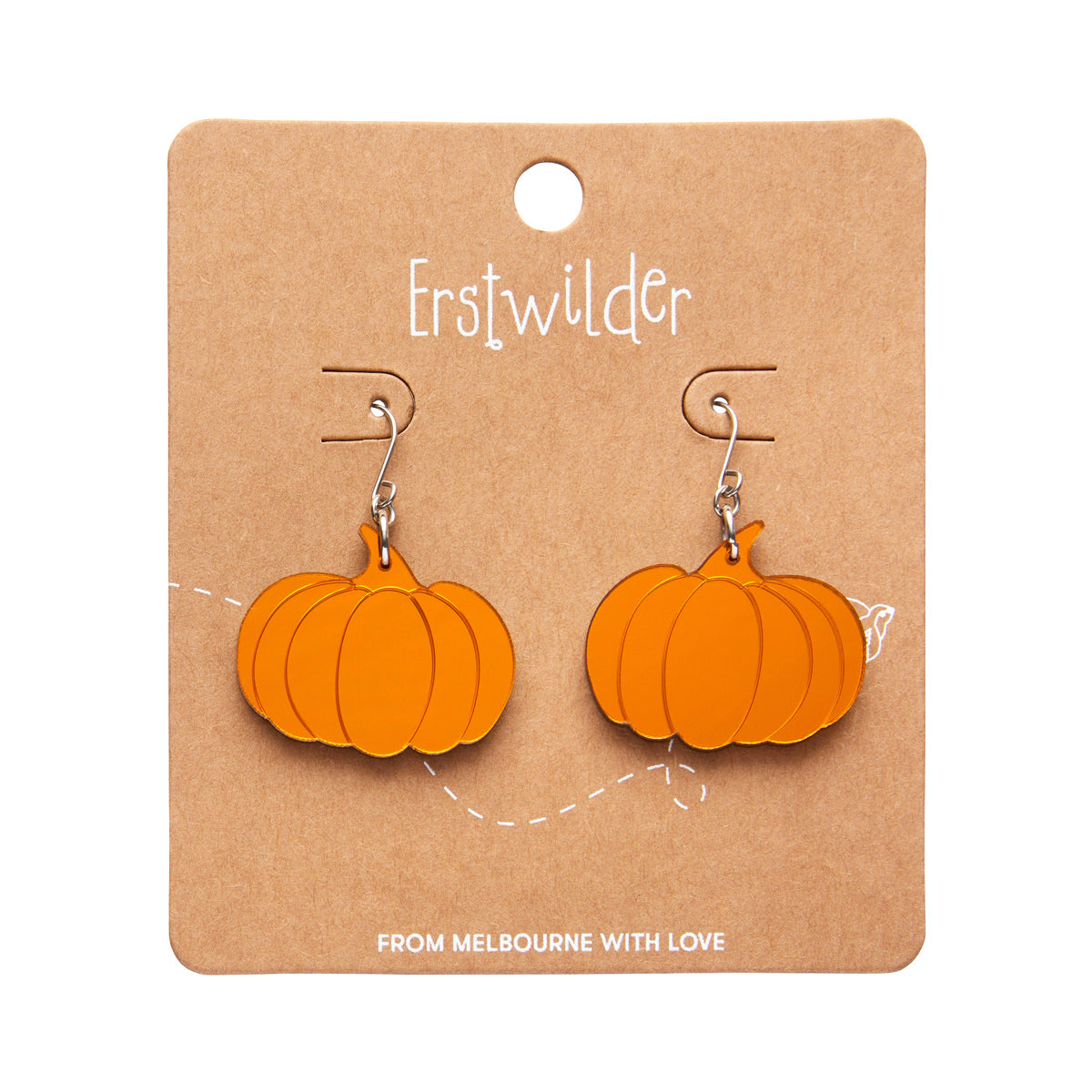 Pumpkin Mirror Drop Earrings in Orange by Erstwilder