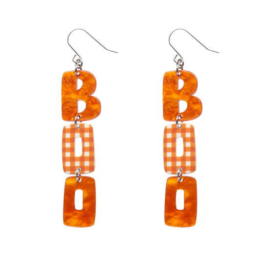 Boo Gingham Drop Earrings in Orange by Erstwilder