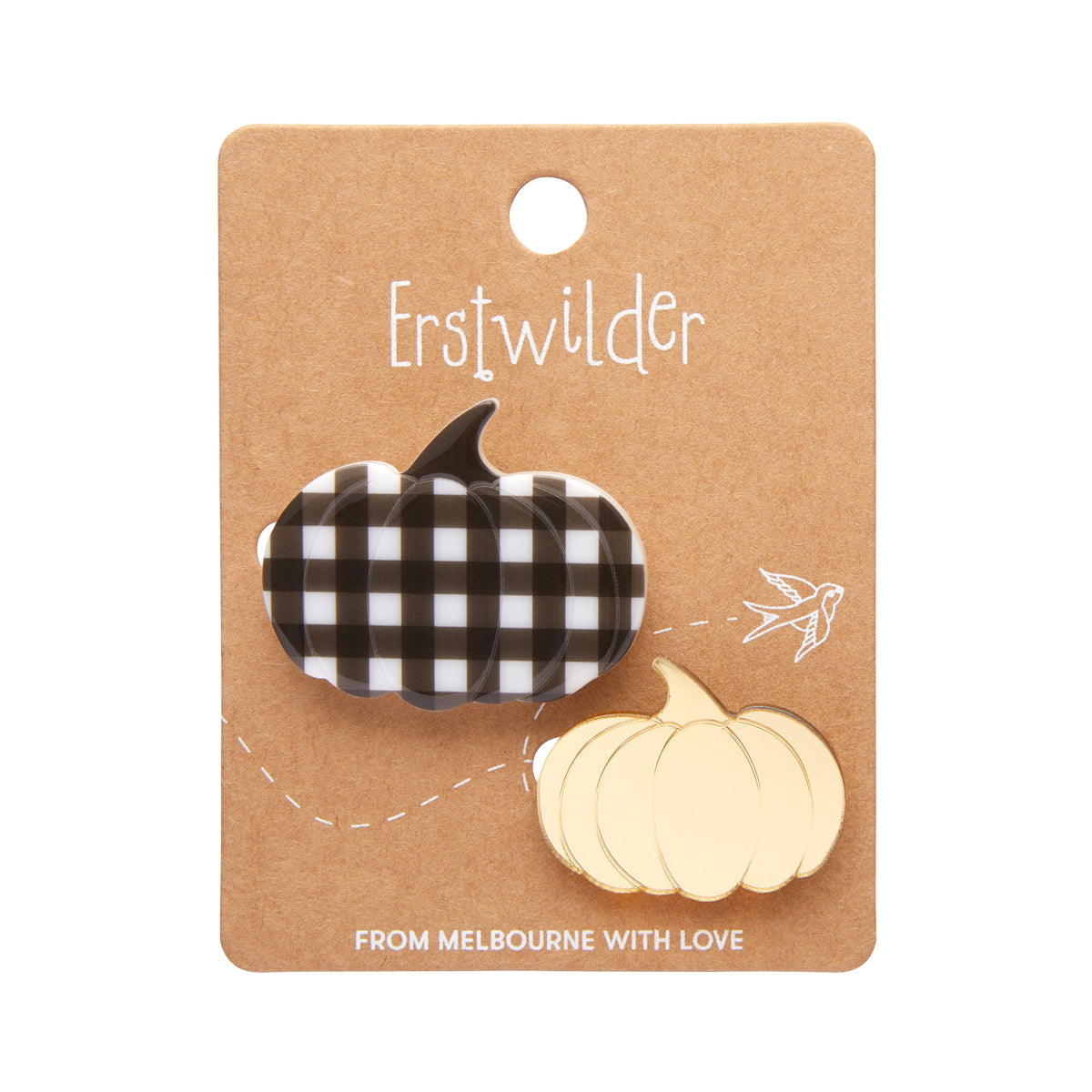 Pumpkin Patch Mini Brooch Set in Black by Erstwilder