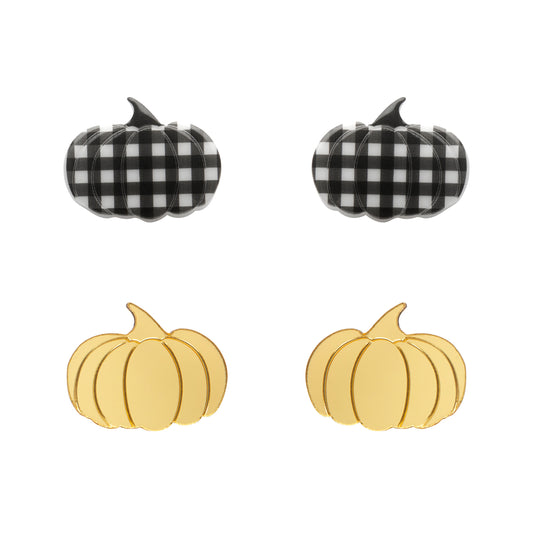 Pumpkin Patch Stud Earrings Set in Black by Erstwilder