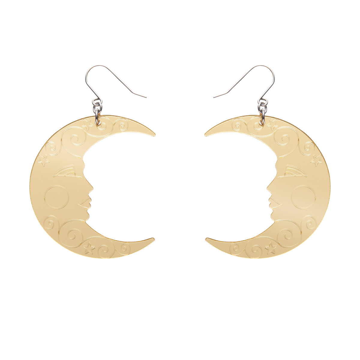 Moon Mirror Drop Earrings in Gold by Erstwilder