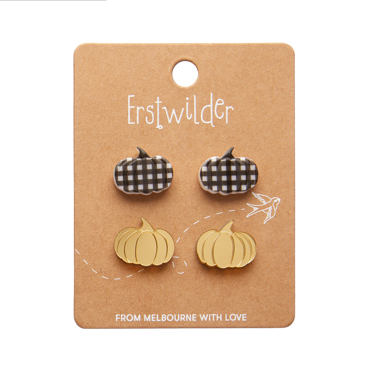 Pumpkin Patch Stud Earrings Set in Black by Erstwilder