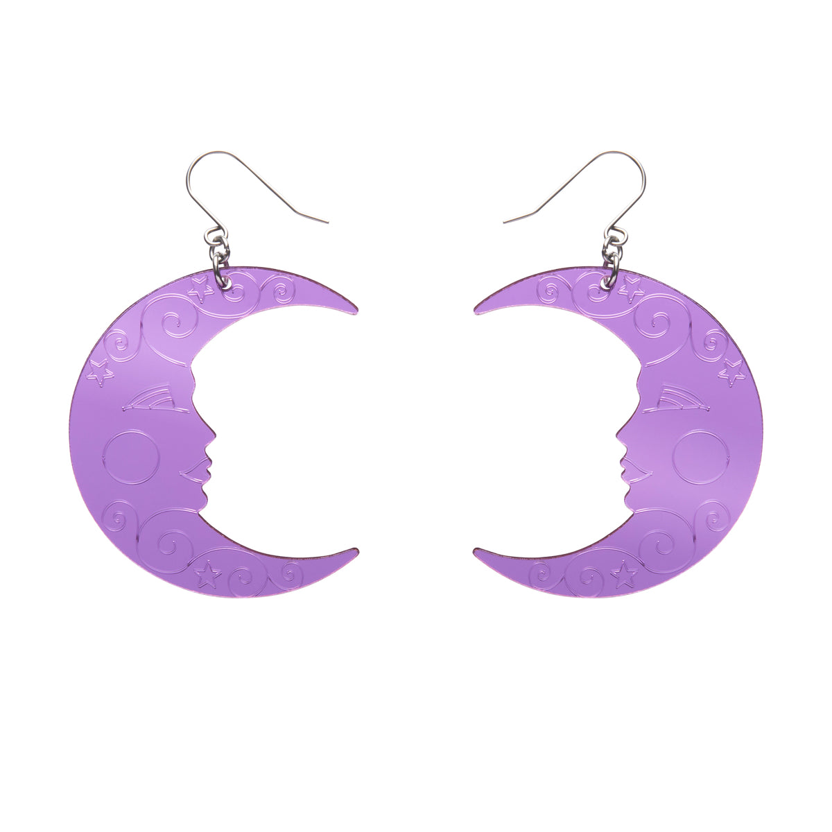 Moon Mirror Drop Earrings in Purple by Erstwilder