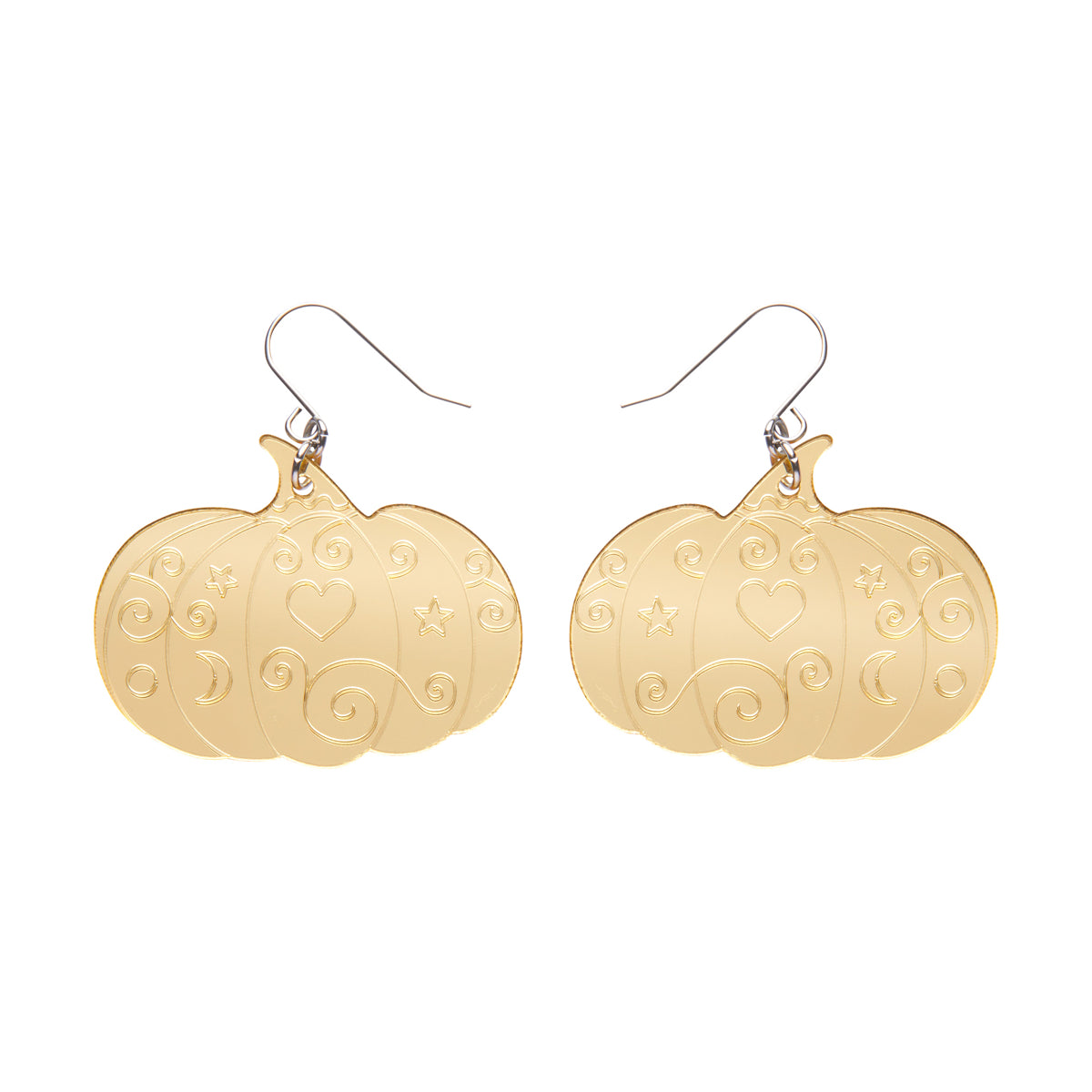 Pumpkin Mirror Drop Earrings in Gold by Erstwilder