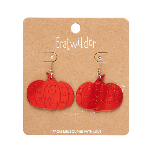 Pumpkin Mirror Drop Earrings in Red by Erstwilder