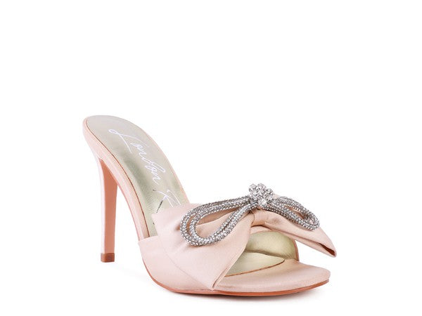 Cinderella Crystal Bow Satin High Heels