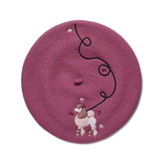 Madame Caniche Poodle Beret in Pink by Erstwilder