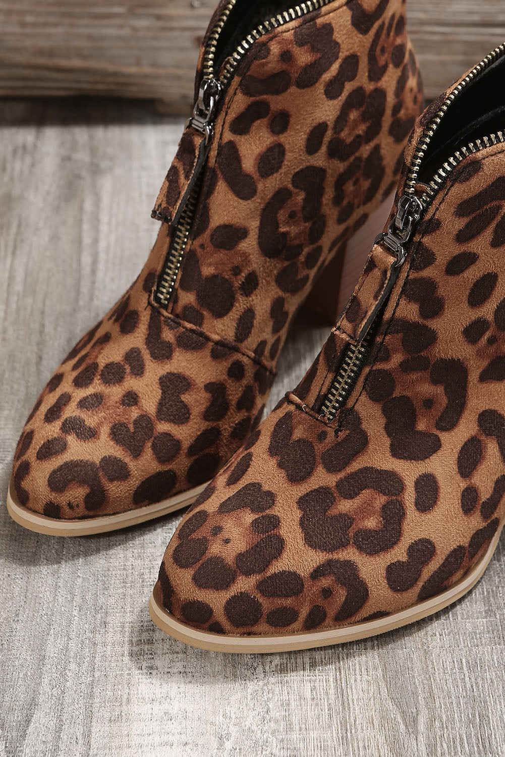 Leopard Faux Suede Ankle Boots