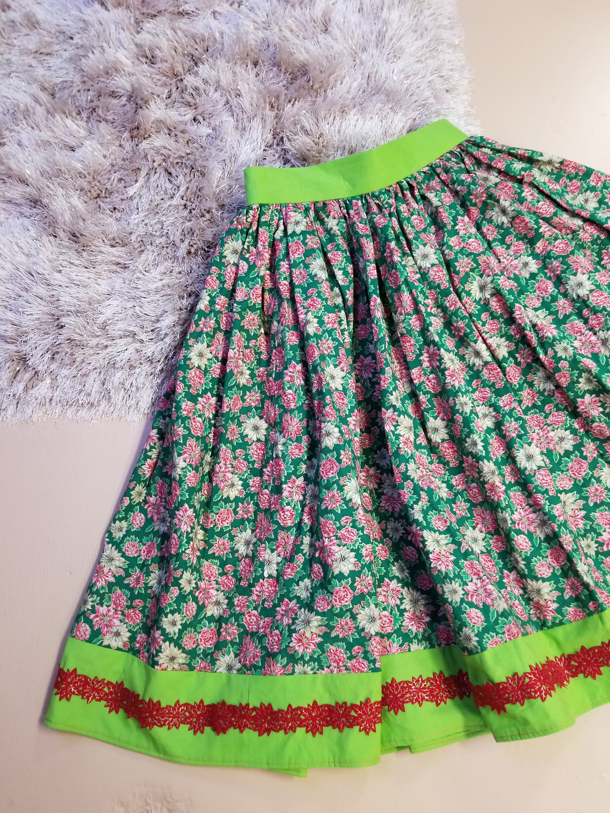 Poinsettia Holiday Skirt by Hollyville