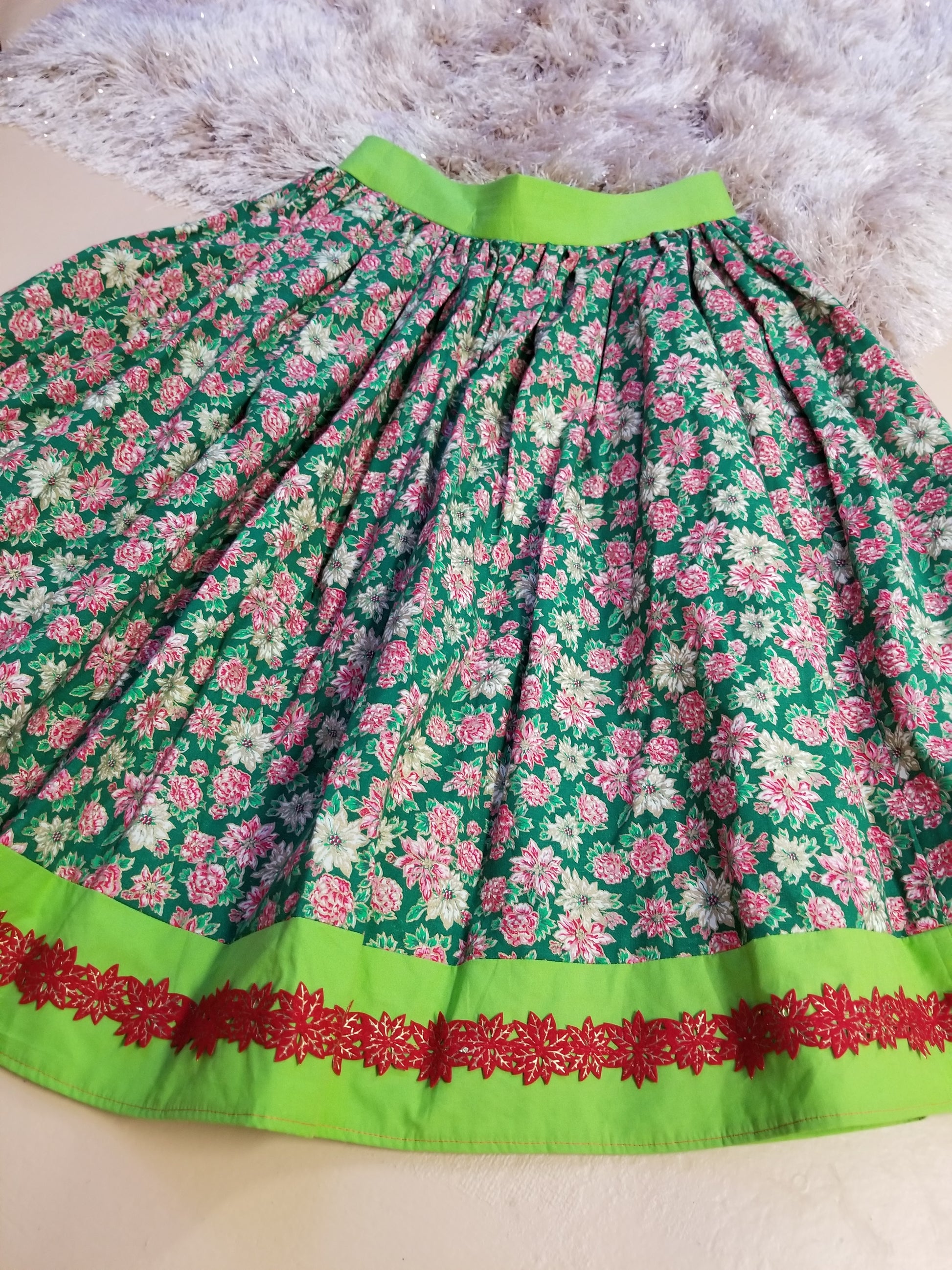 Poinsettia Holiday Skirt by Hollyville