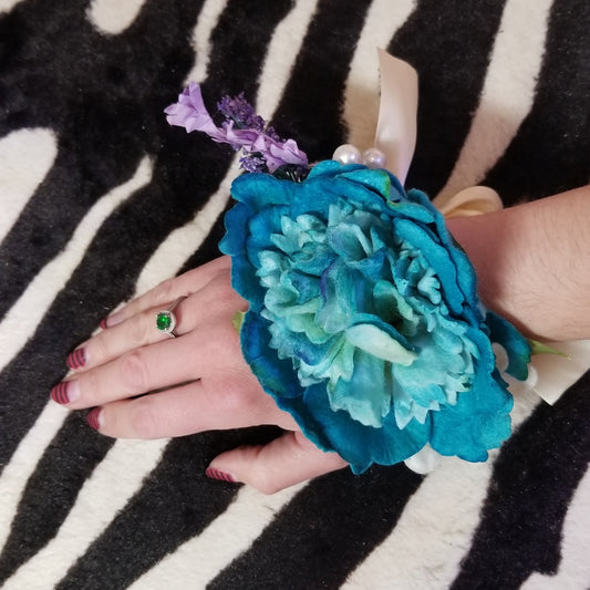 Blue Wrist Corsage by PMdesigns by Pamela Marie