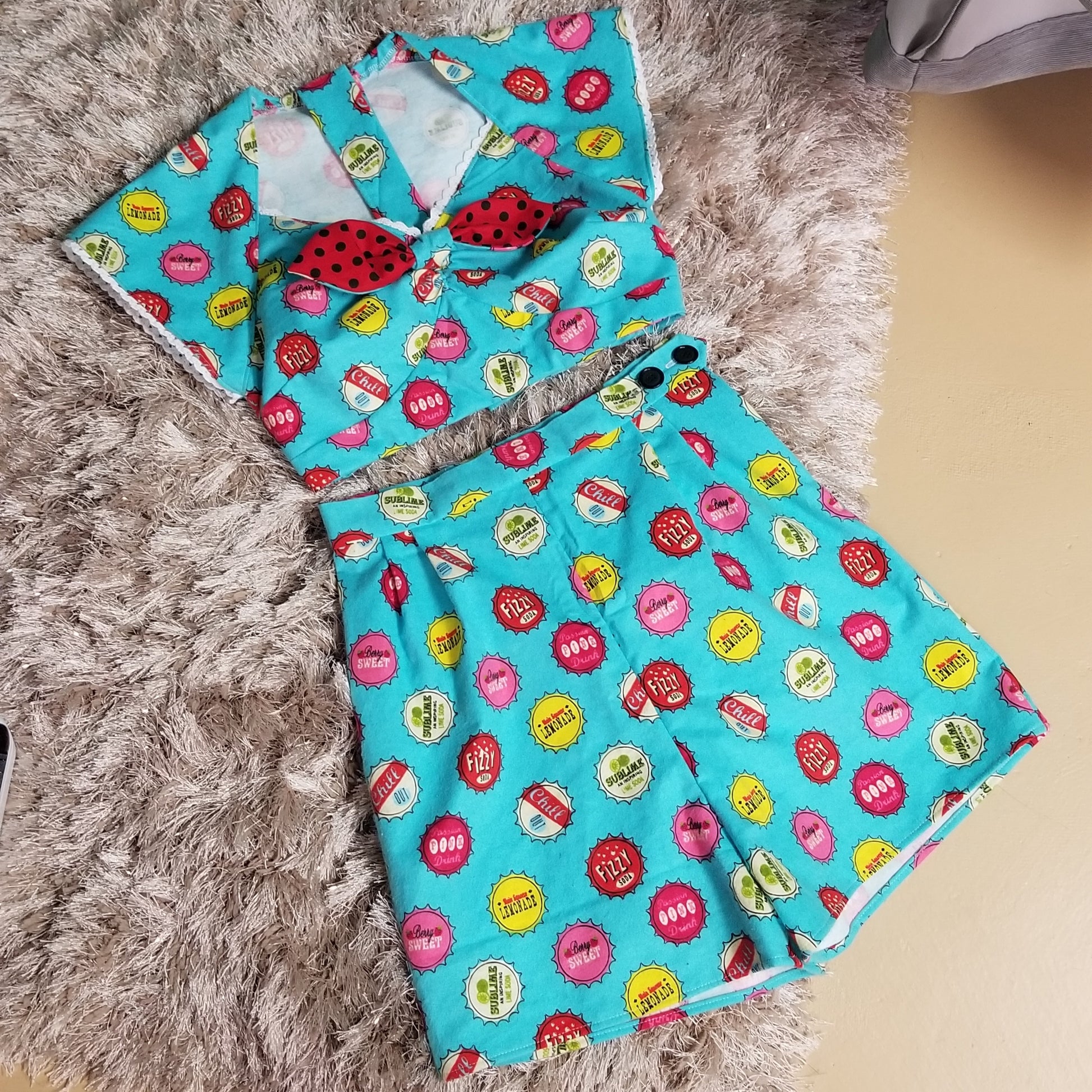 Soda Pop Vintage Inspired Flannel Pajamas Set by Hollyville