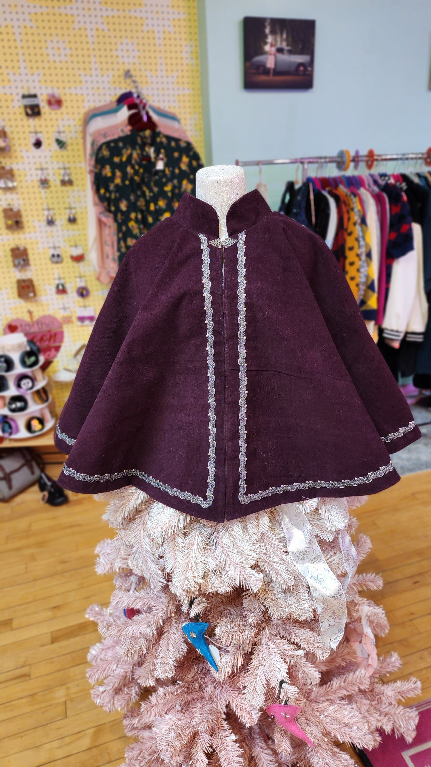 Aubergine Corduroy Full Circle Cape by Hollyville