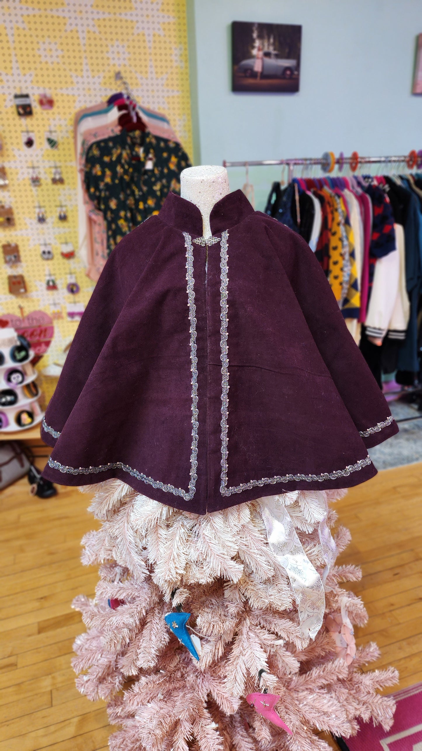 Aubergine Corduroy Full Circle Cape by Hollyville