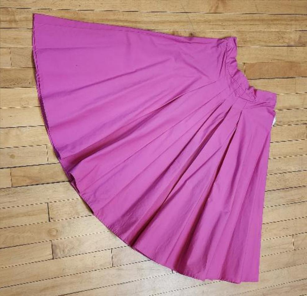 Pink Pleated Cotton Skirt by Hollyville