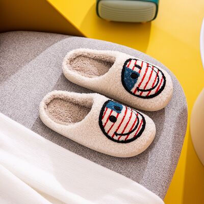 Melody Smiley Face Slippers in American Flag