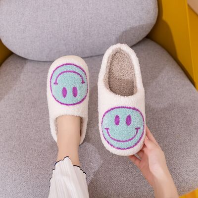 Melody Smiley Face Slippers in Skyblue