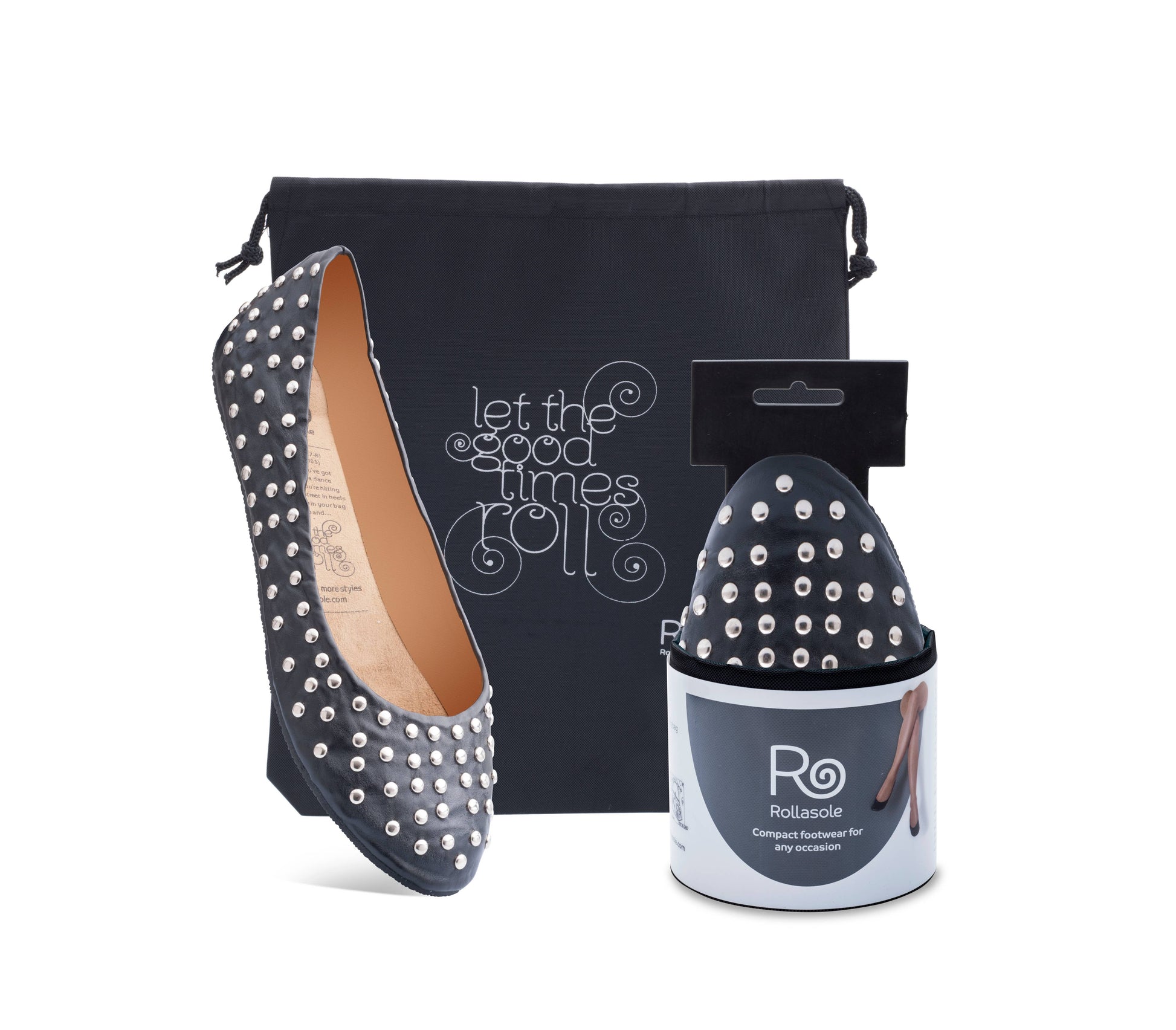 Rock and Rollasole Stud Flat Shoes in Black