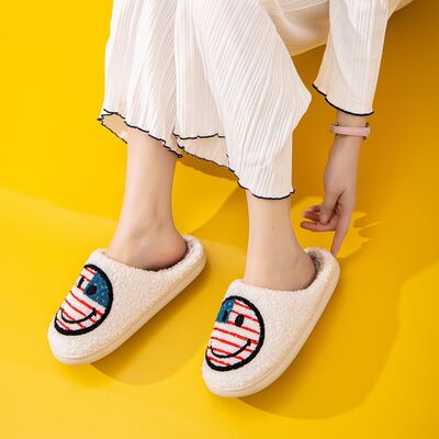 Melody Smiley Face Slippers in American Flag