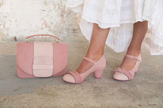 Rose Pink Suede Ruffled Shoes by Cristofoli
