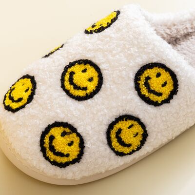 Melody Smiley Face Slippers in Yellow Smiles