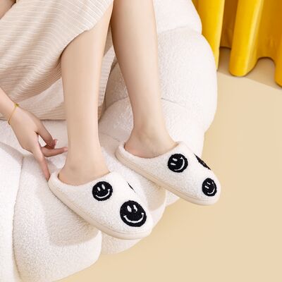 Melody Smiley Face Slippers in Black Smiles