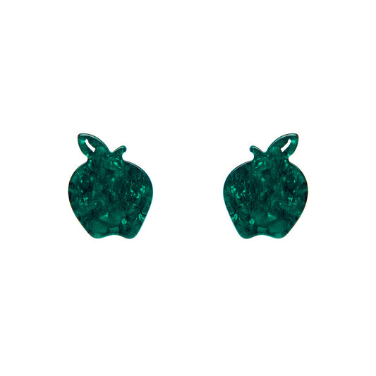 Apple Ripple Resin Stud Earrings by Erstwilder in Green