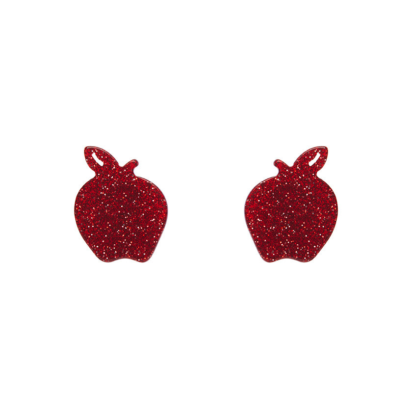 Apple Glitter Resin Stud Earrings in Red by Erstwilder