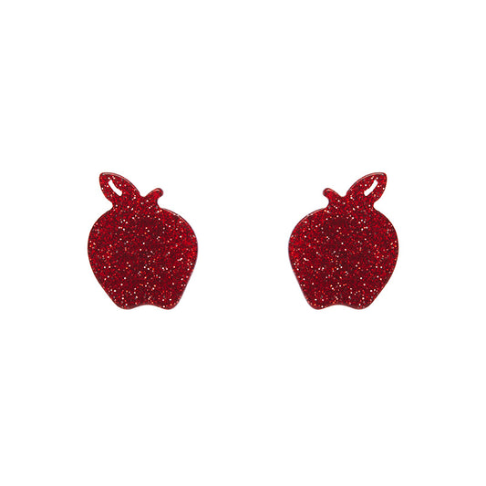 Apple Glitter Resin Stud Earrings in Red by Erstwilder