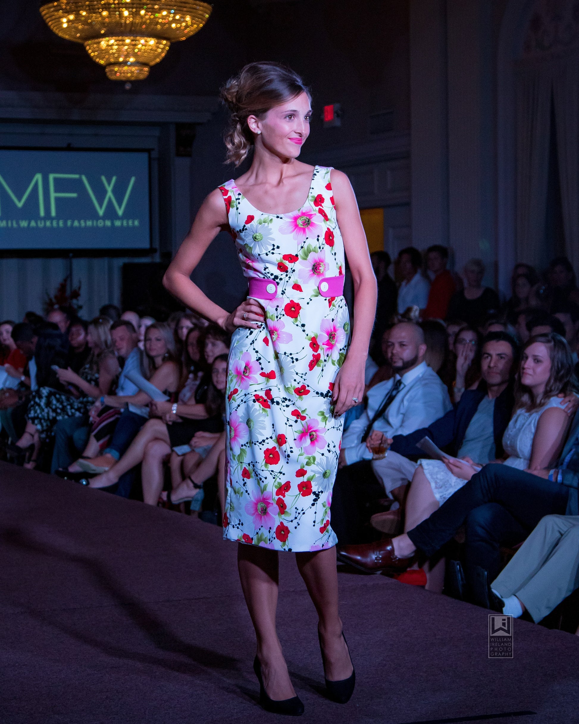 Pink Floral Wiggle Dress by Hollyville
Seen in Milwaukee Fashion Week
