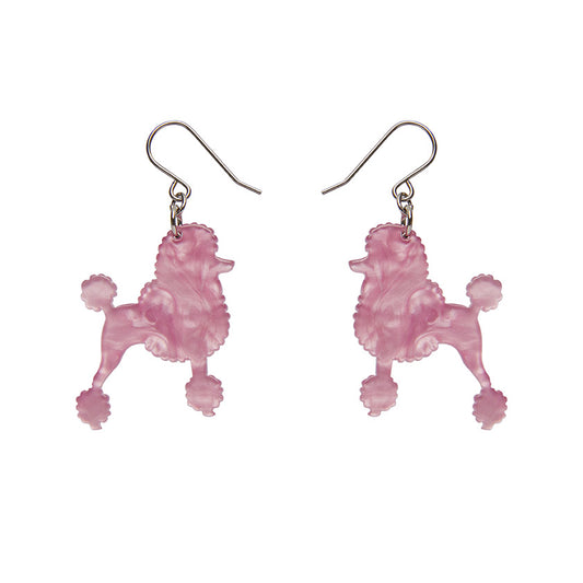 Poodle Glitter Hook Drop Earrings in Pink by Erstwilder