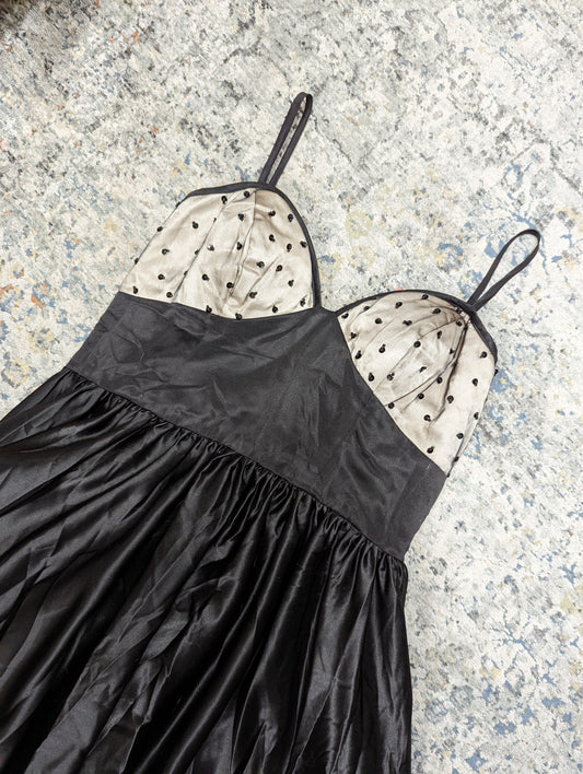 A-Line Black Satin Dress Size 46