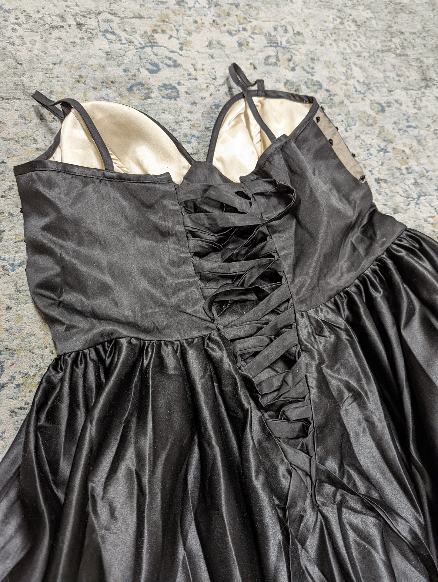 A-Line Black Satin Dress Size 46