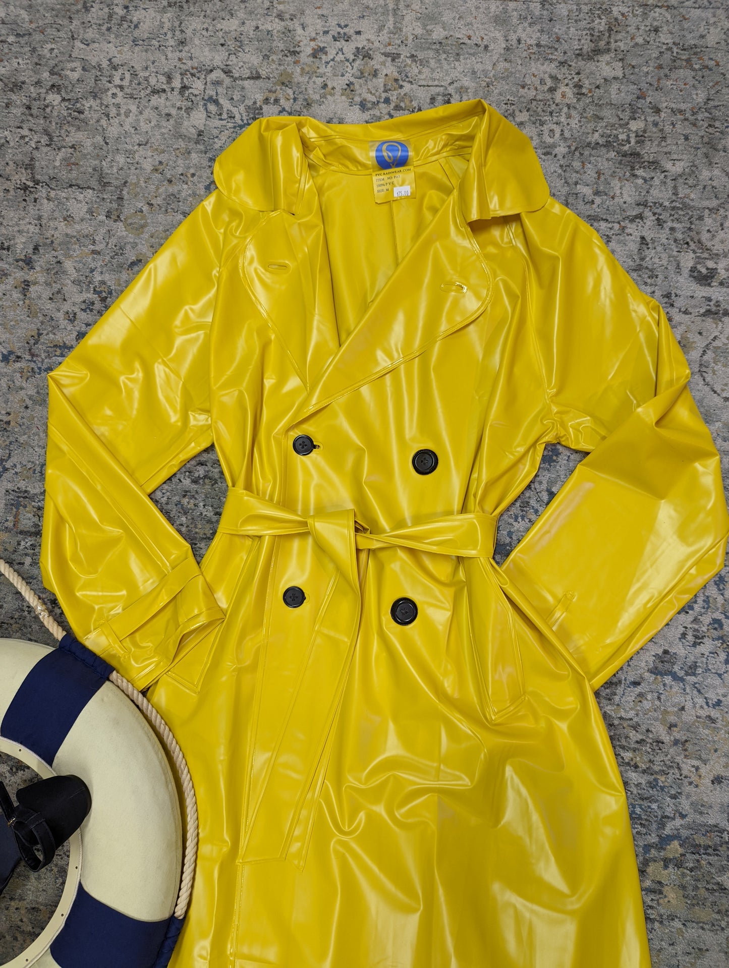 Double Breasted Unisex Yellow Trench Raincoat by Elements Rainwear
