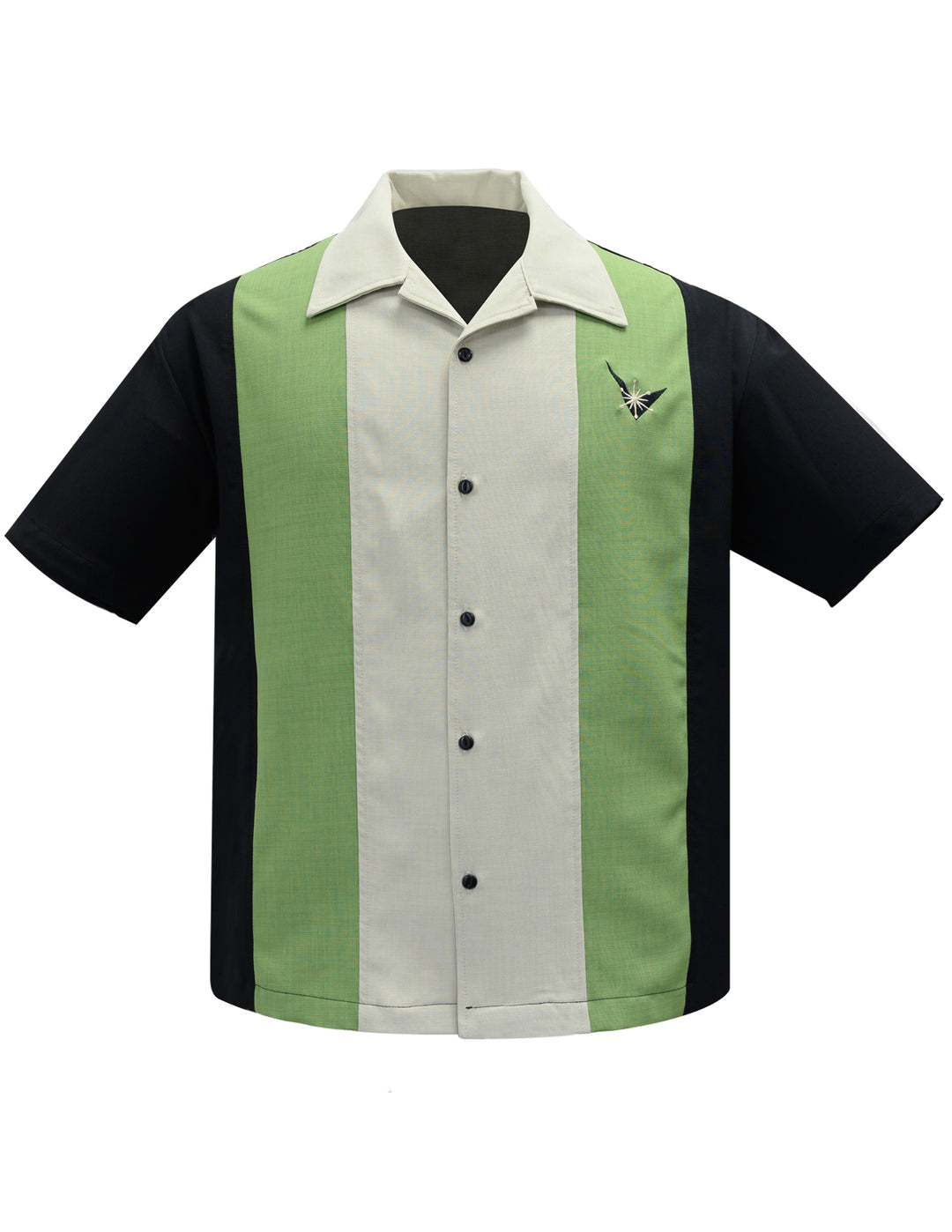 Atomic Mad Men Bowling Shirt in Black/Apple/Stone by Steady Clothing
