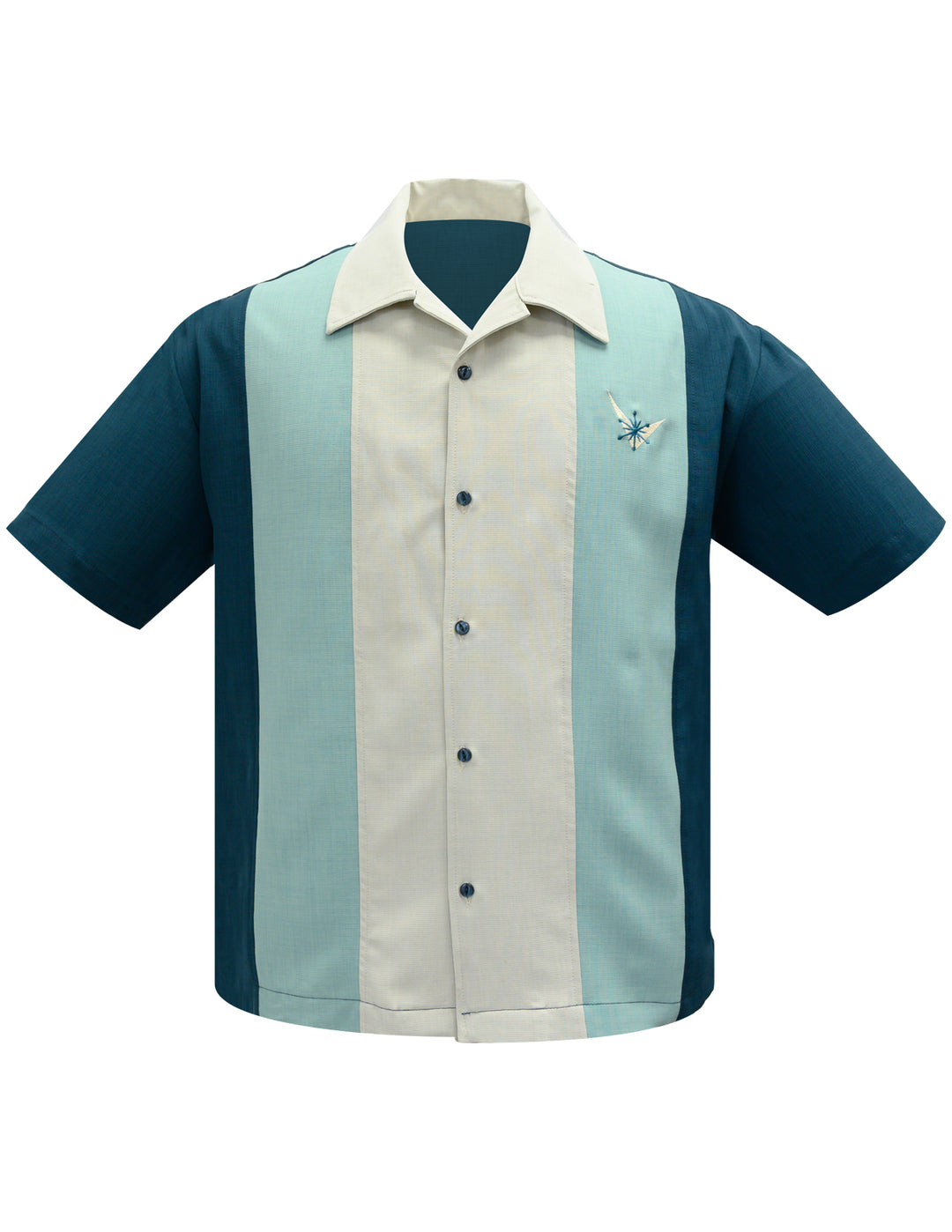 Atomic Mad Men Bowling Shirt in Teal/Mint/Stone by Steady Clothing