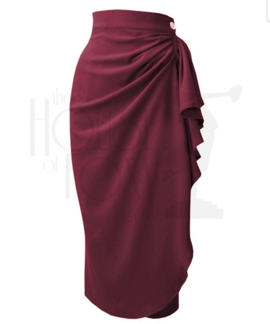 40's Waterfall Skirt in Berry by House of Foxy