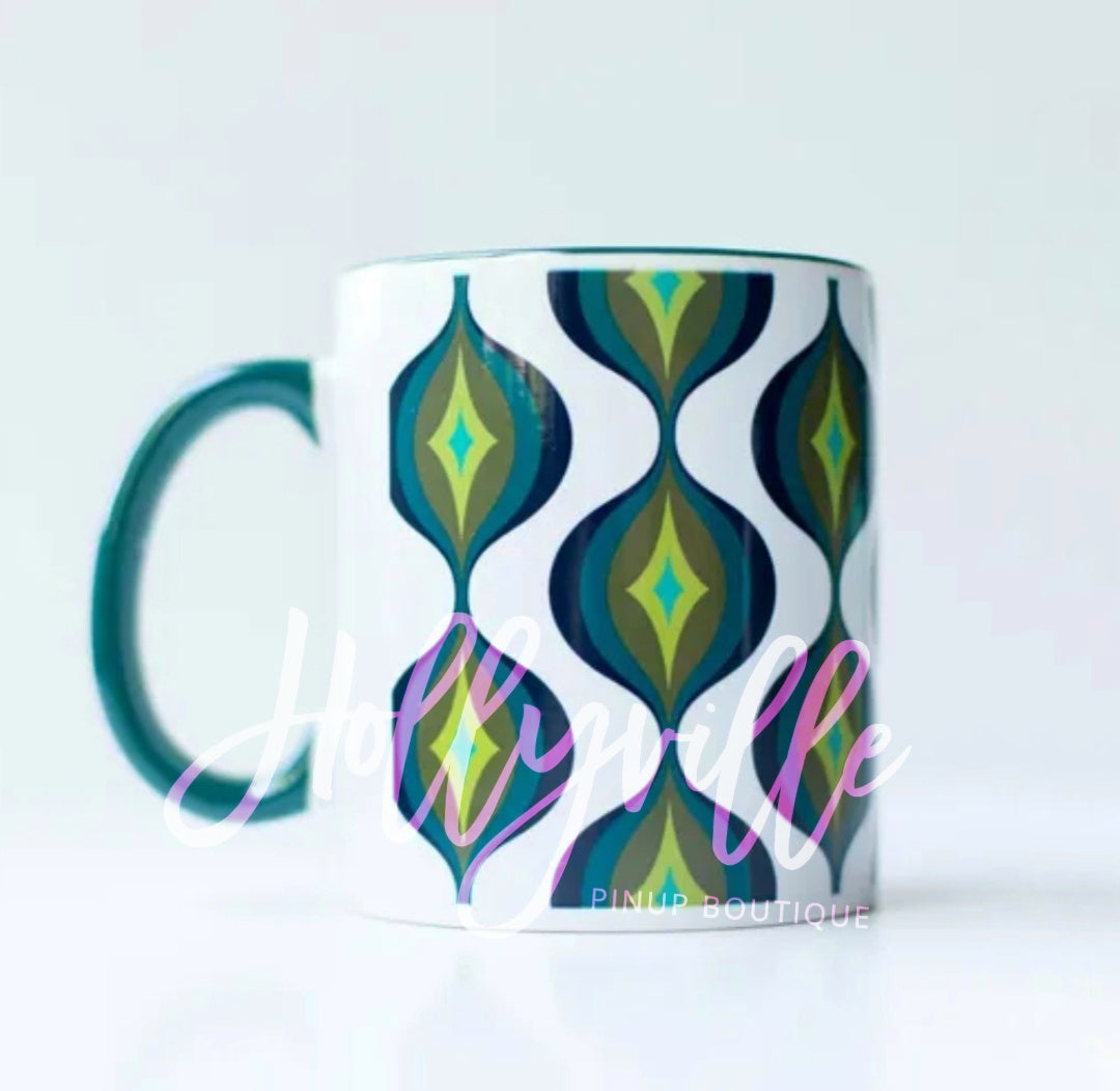 Midcentury Modern Diamond Wave Coffee Mug