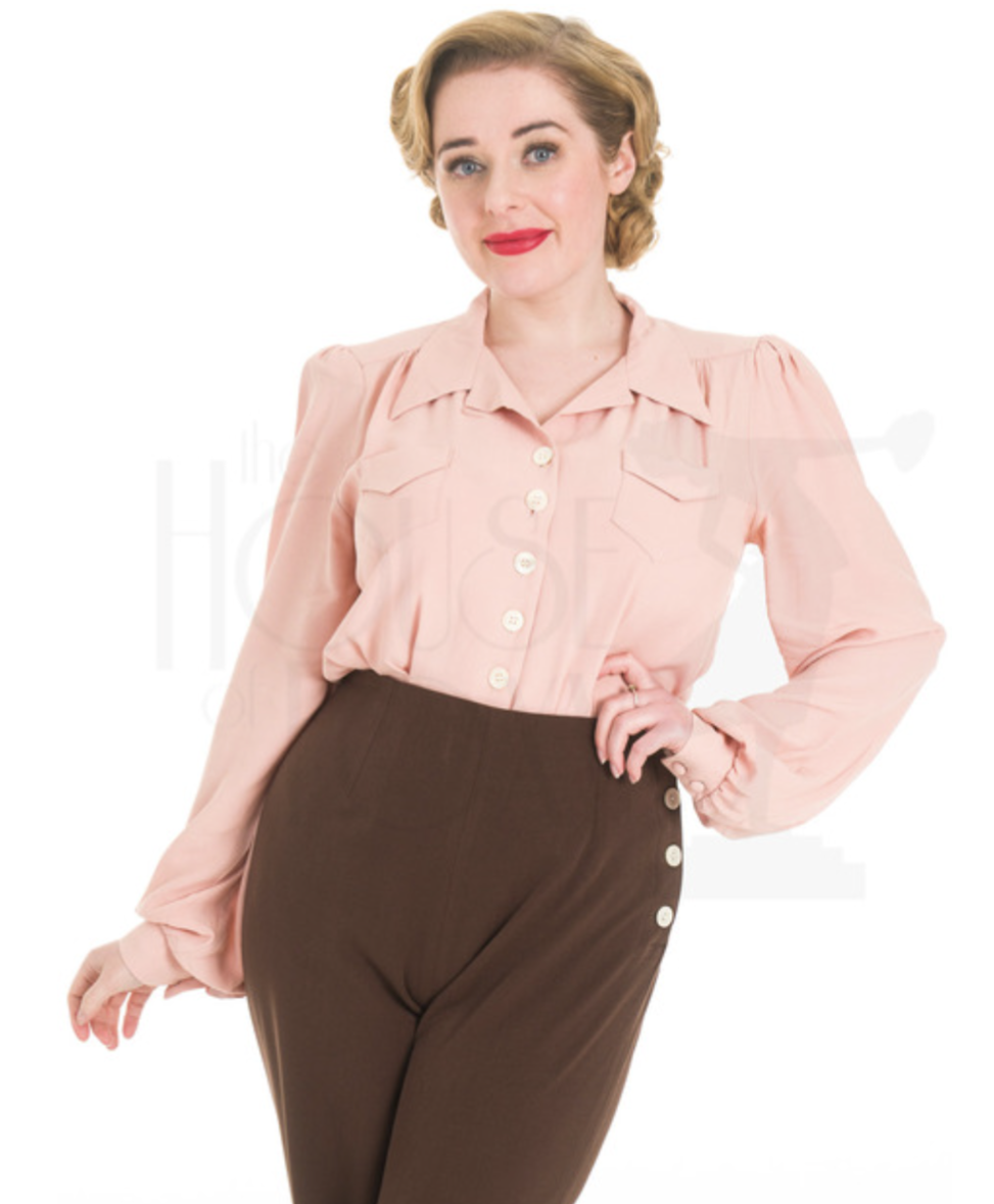 40's Sweetheart Blouse in Blush by The House of Foxy