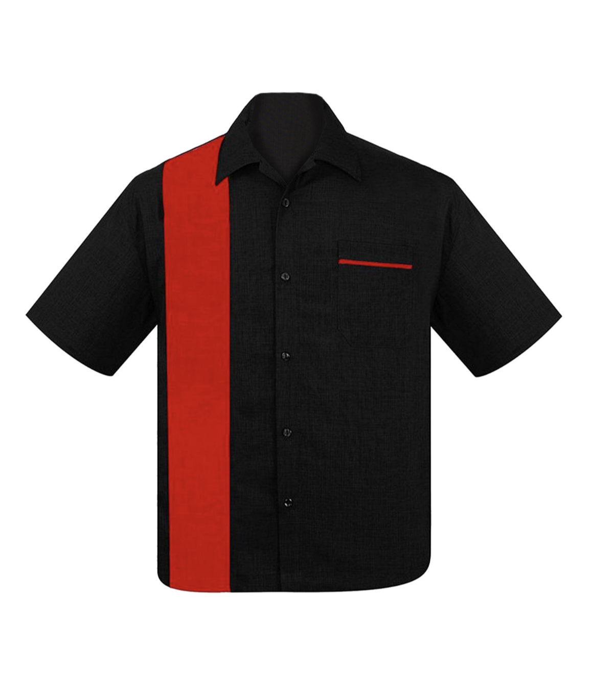 Poplin Single Panel Shirt in Black and Red by Steady Clothing Rockabilly
