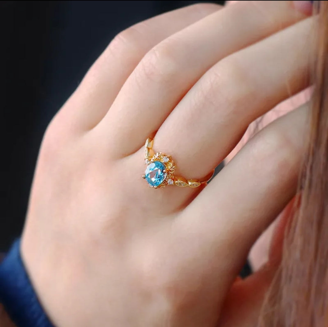 Vintage Inspired Sapphire Crystal Ring