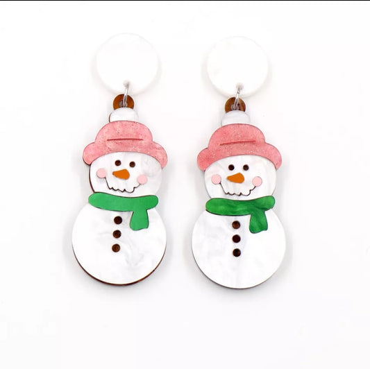 Snowman Drop Resin Earrings