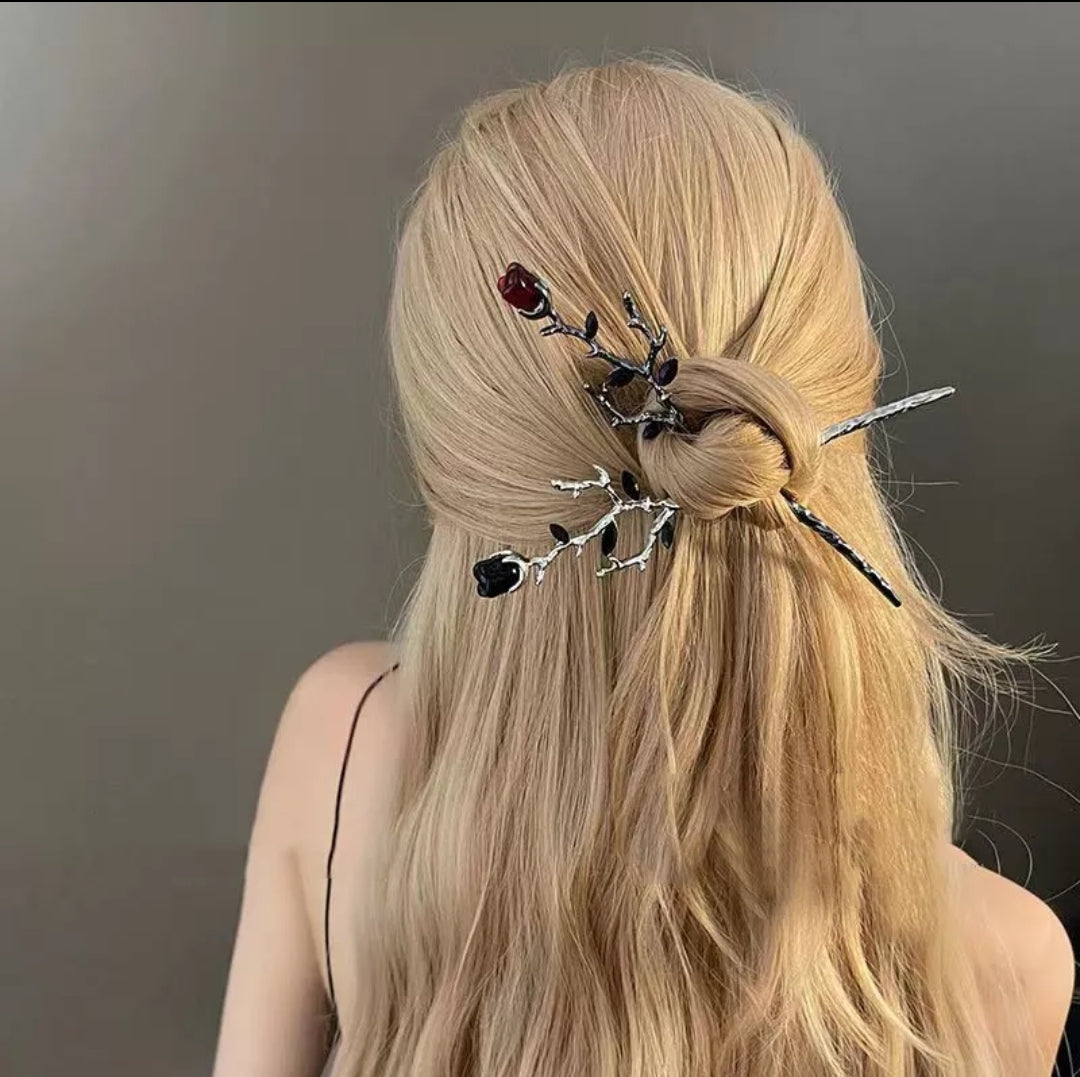Rose Hair Stick Pins