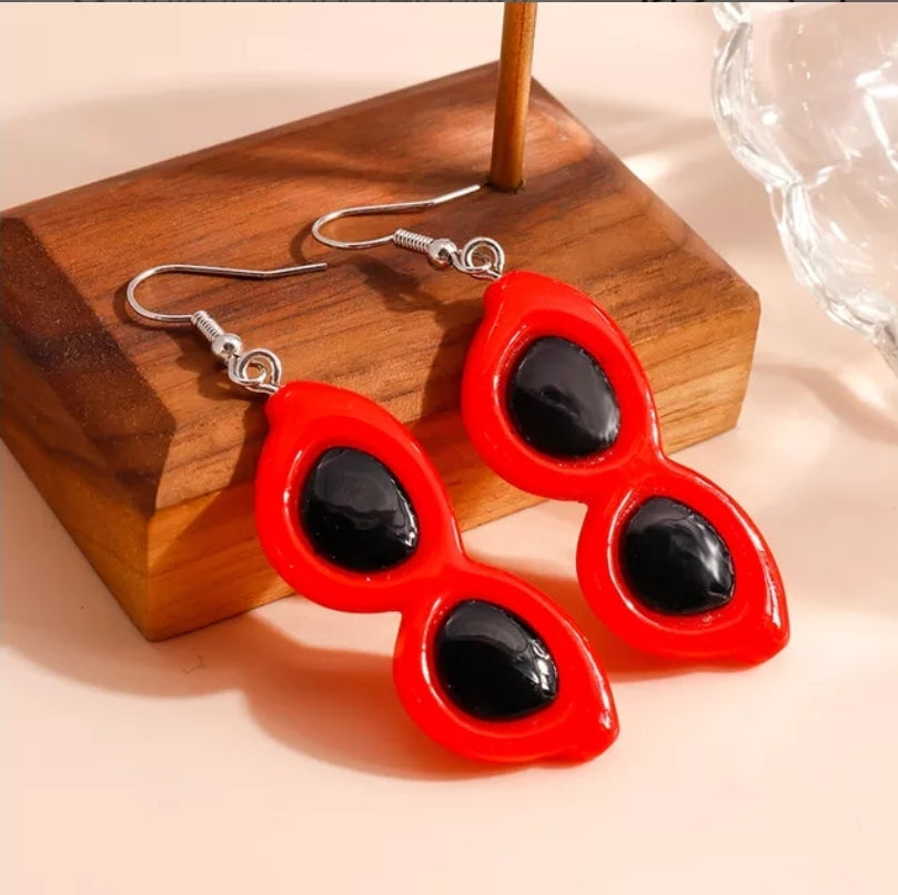 Red Sunglass Dangle Earrings