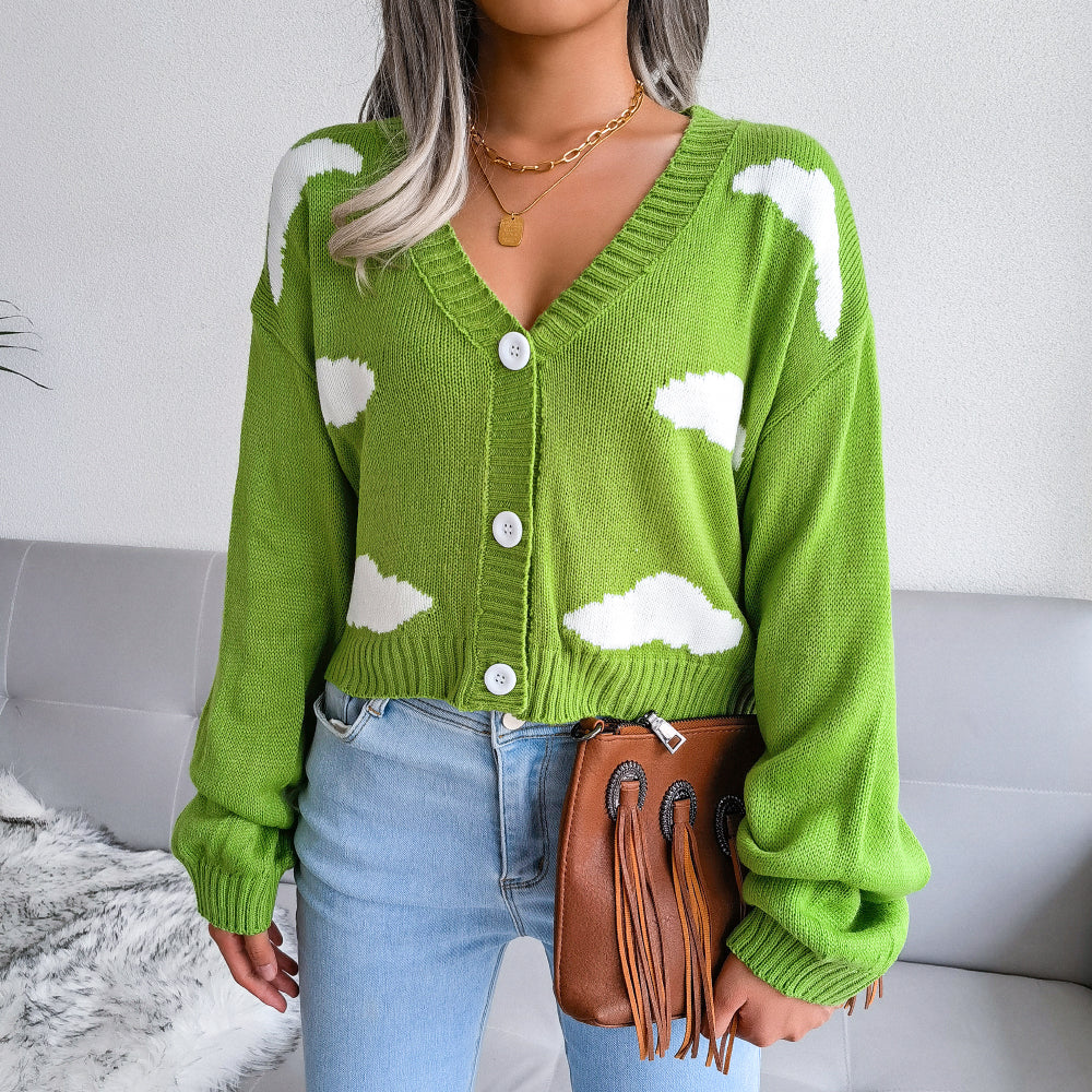 Green button down online cardigan