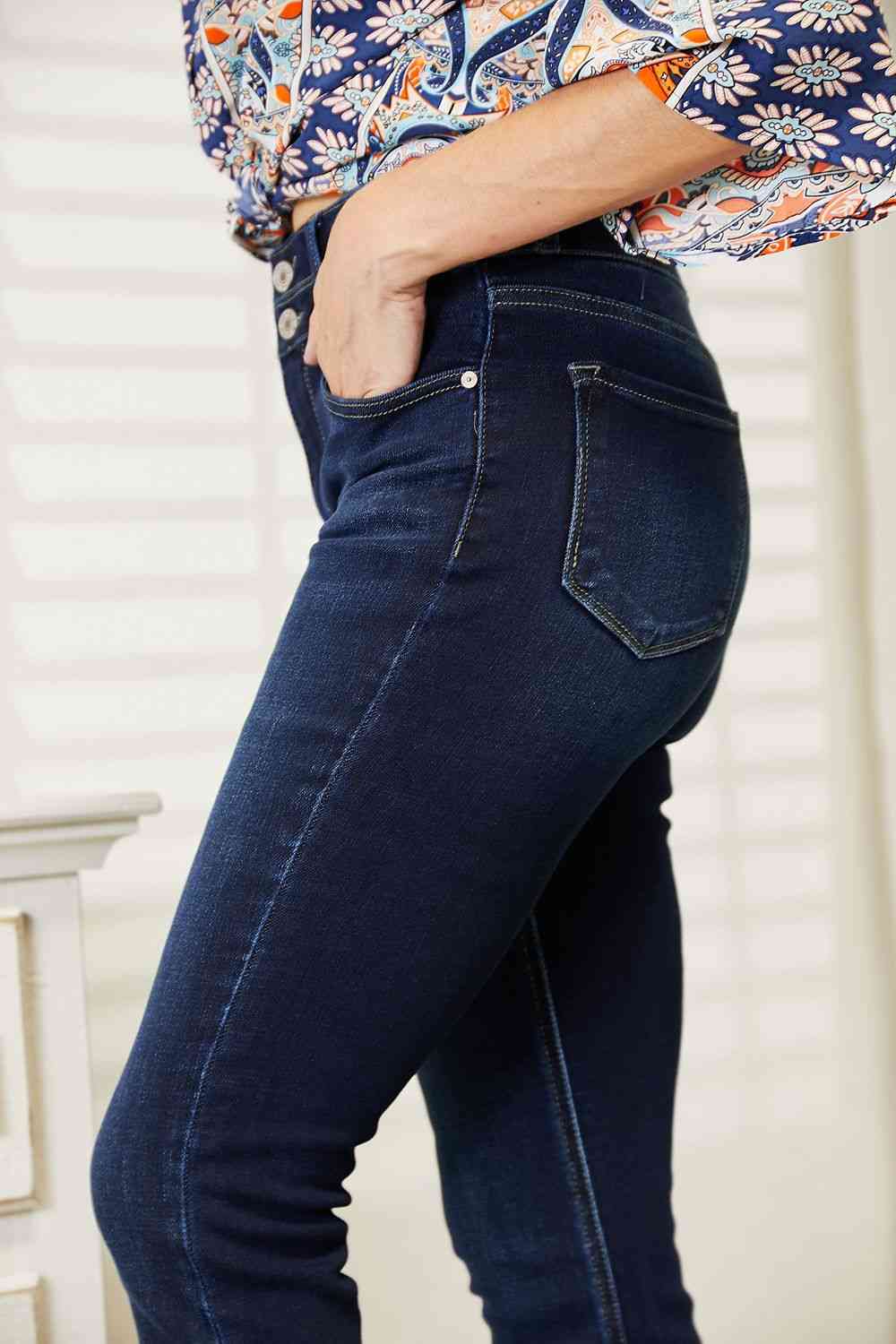 Full Size High Rise Wide Waistband Bootcut Jeans